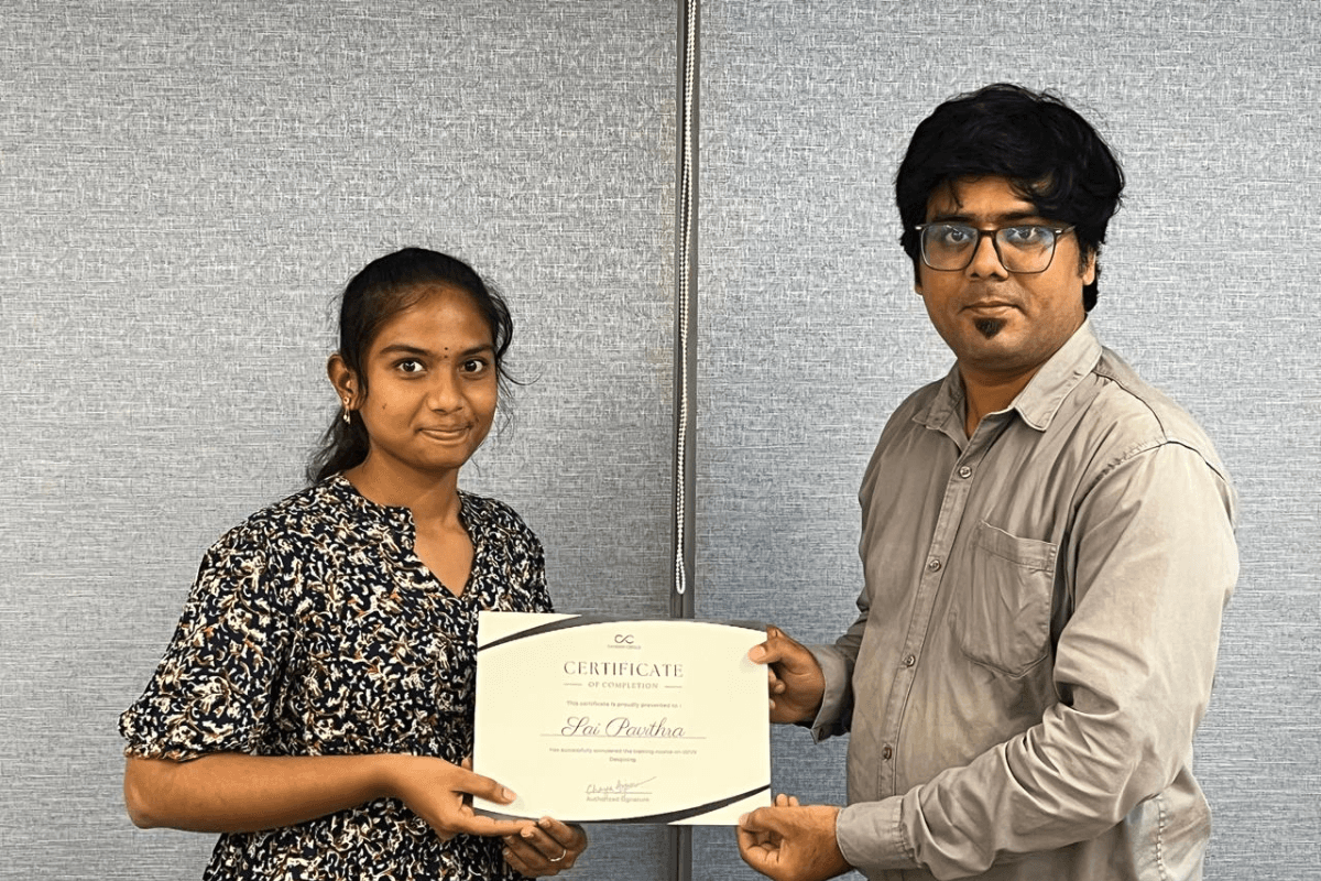 Career Circle graduate receiving their UI/UX Design completion certificate