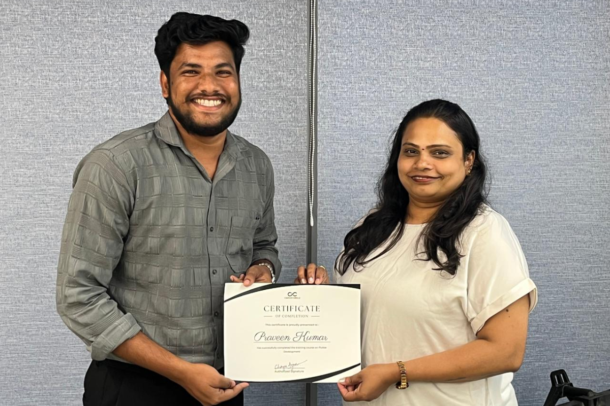 Career Circle graduate receiving their Python completion certificate